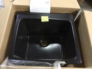 lot 32 image: One hole kitchen sink black see pictures