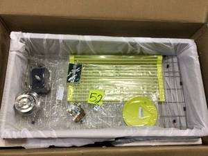 lot 52 image: Ariel ARL-R3619 36 Inch 16 Gauge Undermount Single Bowl Stainless Steel Sink  not used