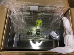 lot 57 image: Farmhouse Sink  - GhomeG  Kitchen Sink Gunmetal Black 16 Gauge Stainless Steel Single Bowl Apron-front Kitchen Sink Farm Sink Basin