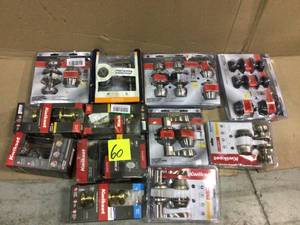 lot 60 image: Lot of assorted Door Knobs and hardware customer returns open pkgs see pictures