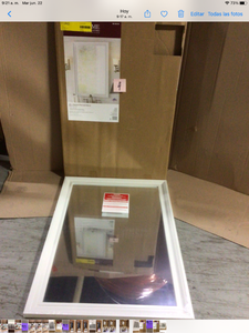28 in. W x 40 in. H Framed Rectangular Anti-Fog Bathroom Vanity Mirror in White by Home Decorators Collection in good conditions
