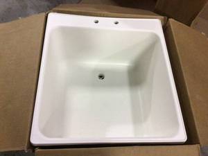 Utilatub 23 in. x 25 in. Polypropylene Floor Mount Laundry Tub by MUSTEE not used