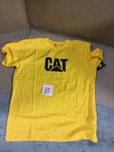 Logo Mens 2X-Large Yellow Cotton Short Sleeve T-Shirt by Caterpillar in good conditions