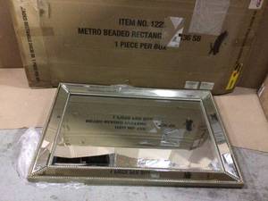 24 in. W x 36 in. H Framed Rectangular Beveled Edge Bathroom Vanity Mirror in Champagne silver open box custumer returns