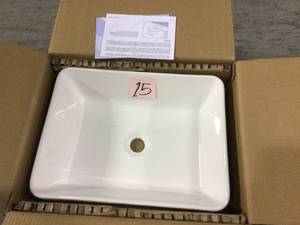 Rectangular Bathroom Ceramic Vessel Sink Art Basin in White by LUXIER not used