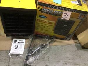 34,120 BTU Ceiling Mount Electric Forced Air Garage Heater with Remote Control by DuraHeat in working conditions