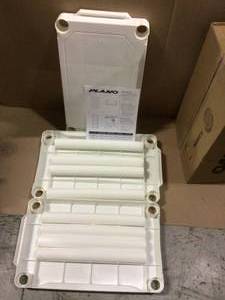 White 3-Tier Plastic Shelving Unit (20 in. W x 32 in. H x 14 in. D) by Plano customer returns