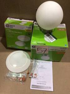 1-Light Globe Brushed Nickel Integrated LED Flush Mount by Commercial Electric
