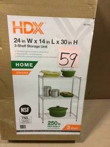 Chrome 3-Tier Steel Wire Shelving Unit (24 in. W x 30 in. H x 14 in. D) by HDX customer returns