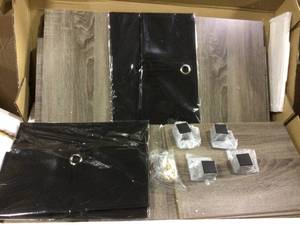 French Oak Grey and Black Storage Chest by Furinno customer returns