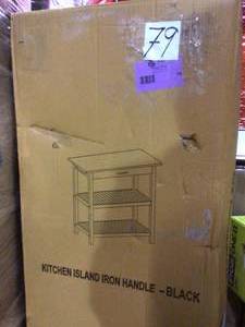 American Trails Sunrise Black Kitchen Island with Walnut Wood Top customer returns