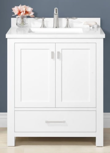 New allen  roth Ronald 30-in White Undermount Single Sink Bathroom Vanity with White Engineered Stone Top - Light Scratch