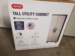 Tall Plastic Utility Cabinet - One Broken Piece