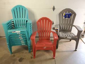 9 Plastic Adirondack Chairs - Cracked