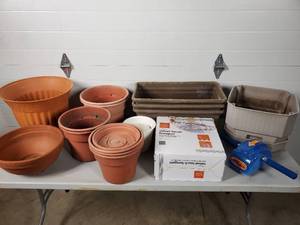 Assorted Planters, Ab Roller, Velvet Clothes Hangers