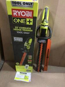 ONE 18V 22 in. Cordless Battery Hedge Trimmer (Tool Only) by RYOBI cutomer return see all pictures&nbsp