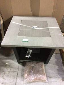 32 in. W x 25 in. H Square Steel Wicker Base Propane Fire Pit with Table Top in Grey by Legacy Heating good condition review all pictures&nbsp&nbsp