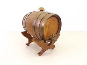 Vintage Table Top Liquor Barrel With Brass Spout