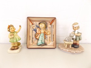 2 Authentic Hummel Figurines and a Hummel Wall Plaque