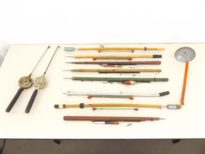 Lot of Antique and Vintage Ice Fishing Poles