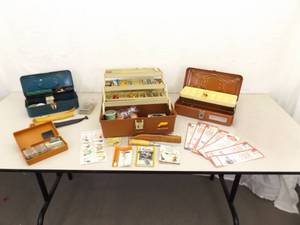 Lot of Vintage Fishing Tackle and Tackle Boxes
