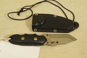 Fixed Blade Tanto Style Hunting Knife with Sheath - Rubber Handle