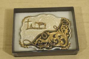 Montana Silversmiths Large Belt Buckle - Christian Cowboy