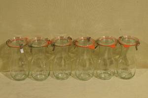 6 Weck Lidded Glass Jars - Great Wine Glasses