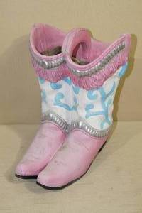 Outdoor Cowgirl Boot Dcor with Rocks