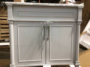 Aberdeen 36 in. W x 22 in. D Single Bath Vanity in Dove Grey with Carrara Marble Top with White Sink by Home Decorators Collection (review all pictures)