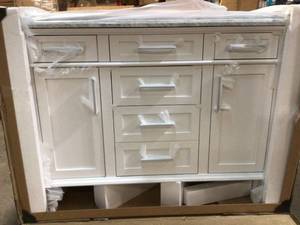 Sonoma 48 in. W x 22 in. D Vanity in White with Carrara Marble Top with White Sinks by Home Decorators Collection (review all pictures)