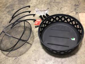 Black Cross Weave 36 in. x 24 in. Round Steel Wood Burning Fire Pit with Spark Screen by Sunnydaze Decor (has damage) review pictures