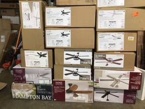 Pallet of assorted Home Decorators Collection  Ceiling Fans various sizes Customer Returns