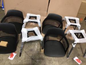 Dahlia Black Plastic Outdoor Dining Chair (4-Pack) by Noble House (good condition) see pictures