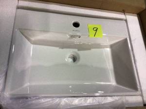 lot 9 image: Claire 24 in. Ceramic Console Sink White Basin Chrome Legs by Swiss Madison