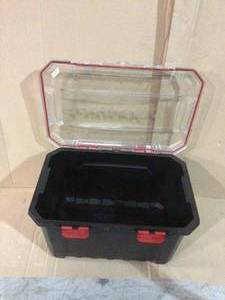 lot 15 image: 20 Gal. Professional Duty Waterproof Storage Container with Hinged Lid in Black by Husky