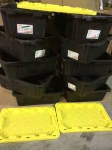 lot 16 image: 14 Gal. Tough Storage Bin in Black by HDX