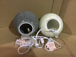 lot 24 image: 7.75 in. 1-Light Gray Mosaic Stone Ball Table Lamp by Simple Designs