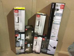 lot 26 image: MIX LOT OF Bowery 1-Light Matte Black Outdoor Lamp Post Light Fixture with Base Adaptor and Clear Glass Inserts