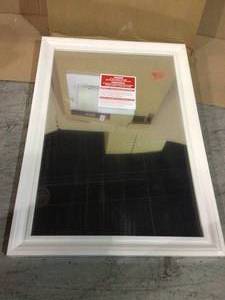 lot 39 image: 28 in. W x 40 in. H Framed Rectangular Anti-Fog Bathroom Vanity Mirror in White