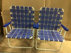 lot 42 image: Blue Classic Reinforced Steel Powder Coated Webbed Folding LawnCamp Chair (2-Pack)