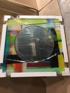 lot 44 image: 36 in. x 36 in. Shine Round Framed Printed Tempered Art Glass Beveled Accent Mirror