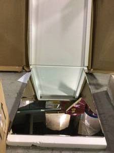 lot 52 image: 48 in.x 32 in. Modern Rectangle Unframed Beveled Glass Wall Mounted Vanity Mirror