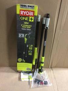 lot 57 image: ONE 18V 8 in. Cordless Battery Pole Saw (Tool Only) by RYOBI