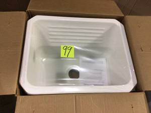 lot 99 image: Kensington Undermount Acrylic 25 in. Single Bowl Utility Sink in White by Thermocast