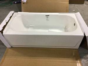 lot 116 image: Mauicast 60 in. Right Drain Rectangular Alcove Soaking Bathtub in White by Bootz Industries