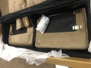 Harvard 31.5 in. Brown Microfiber 4-Seater Tuxedo Sofa with Round Arms by Lifestyle Solutions - open box not used - see pictures