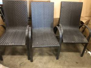 Woven patio chairs- set of 3 - customer returns various conditions - see pictures