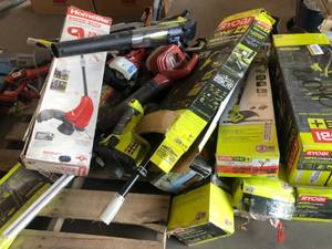 Mixed lot of outdoor tools- mixed conditions , models & brands - customer returns  see pictures