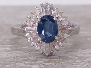 lot 2 image: FineQuality Ocean Blue Sapphire & Diamond Cocktail Ring in Platinum